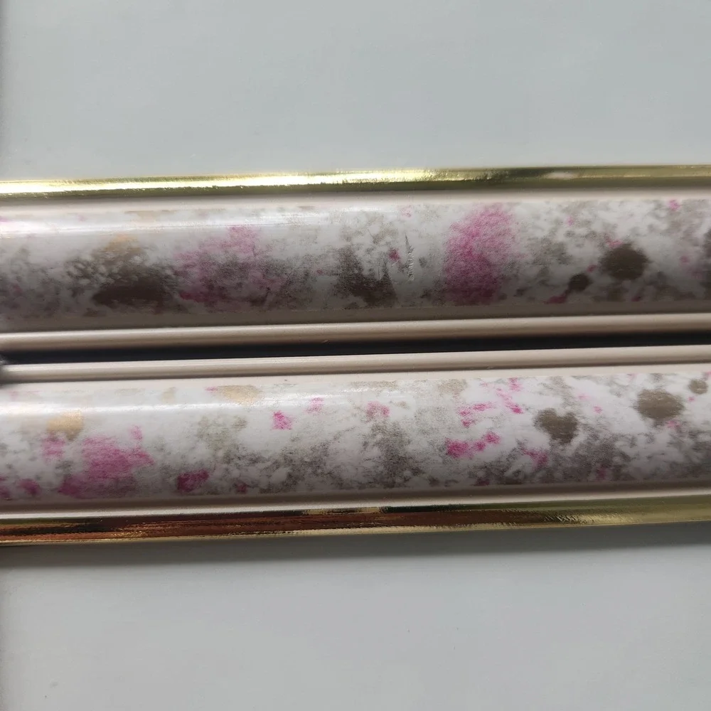 Little Bear Club Hanging Triple Photo Frame Pink Marbled Gold Trim Nursery Decor
